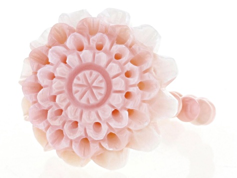 Pink Conch Shell Carved Flower Stretch Ring