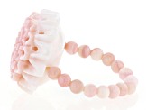 Pink Conch Shell Carved Flower Stretch Ring