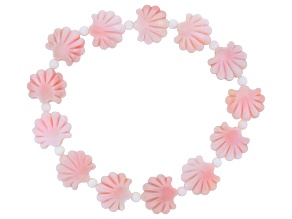 Seashell Carved Pink Conch Stretch Bracelet