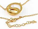 White Mother-Of-Pearl With White Zircon 18k Yellow Gold Over Silver Yin Yang Necklace 0.08ctw