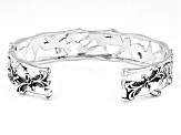 Oxidized Sterling Silver Bamboo & Dragonfly Cuff Bracelet