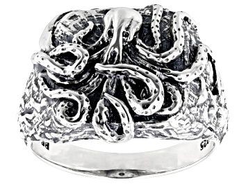 Picture of Oxidized Sterling Silver Octopus Men's Ring