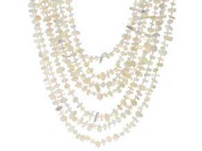 White Mother-Of-Pearl 8-Strand Chip Necklace