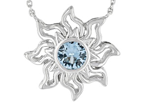 Blue Aquamarine Rhodium Over Sterling Silver Necklace .82ct
