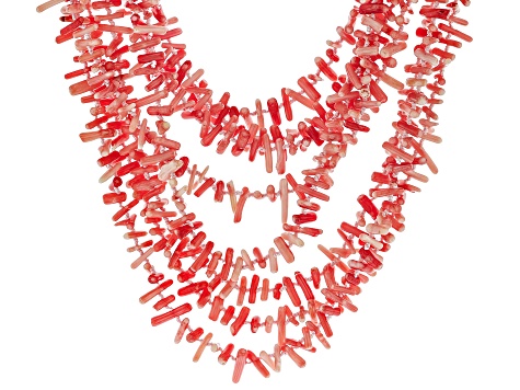 Pink Bamboo Coral 8-Strand Chip Necklace