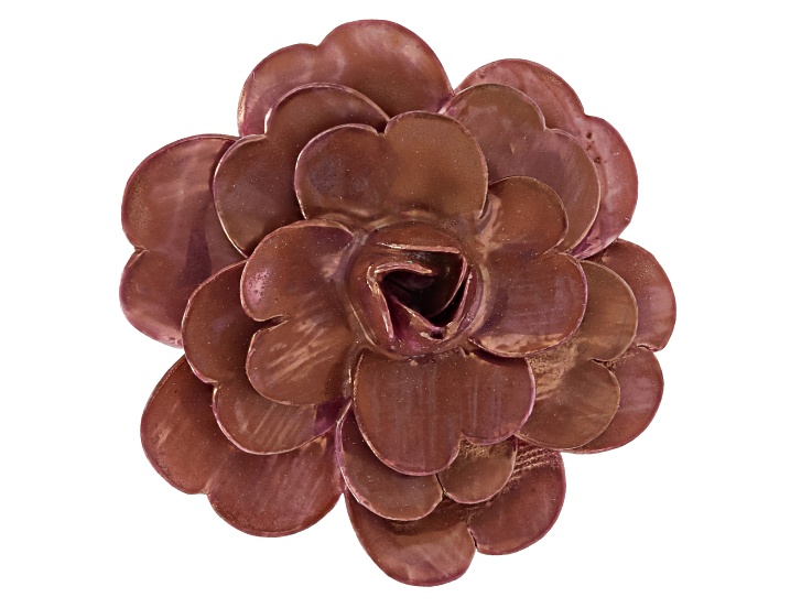 Hand Crafted Porcelain Camellia Flower Silver Tone Brooch