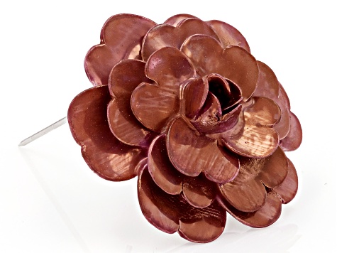 Hand Crafted Porcelain Camellia Flower Silver Tone Brooch