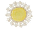 Hand Crafted Porcelain Daisy Silver Tone Brooch