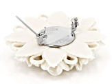 Hand Crafted Porcelain Rose Bouquet Silver Tone Brooch