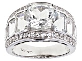 White Topaz Rhodium Over Sterling Silver Ring 7.35ctw