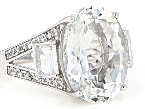 White Topaz Rhodium Over Sterling Silver Ring 9.79ctw