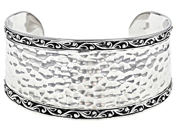 Picture of Rhodium Over Brass Hammered Cuff Bracelet
