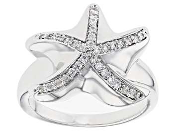Picture of White Crystal Silver Tone Starfish Ring