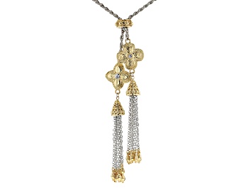 Picture of White Crystal Two Tone Bolo Necklace