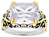 White Cubic Zirconia 14k Gold & Rhodium Over Brass Two-Tone Ring