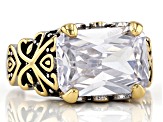 White Cubic Zirconia 14k Gold & Rhodium Over Brass Two-Tone Ring