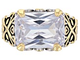 White Cubic Zirconia 14k Gold & Rhodium Over Brass Two-Tone Ring