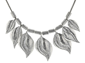Silver Tone Graduated Leaf Necklace