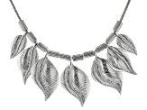 Silver Tone Graduated Leaf Necklace