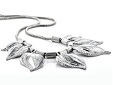 Silver Tone Graduated Leaf Necklace