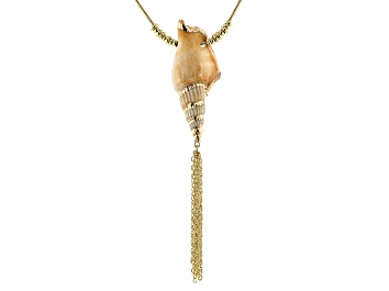 Picture of Multicolor Shell 14k Gold Over Brass & Gold Tone Seashell Necklace