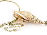 Multicolor Shell 14k Gold Over Brass & Gold Tone Seashell Necklace