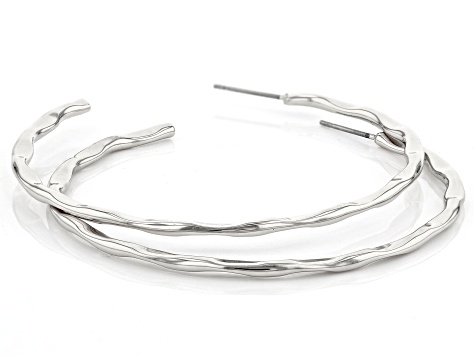 Silver Tone J-Hoop Earrings - PDJ014B | JTV.com