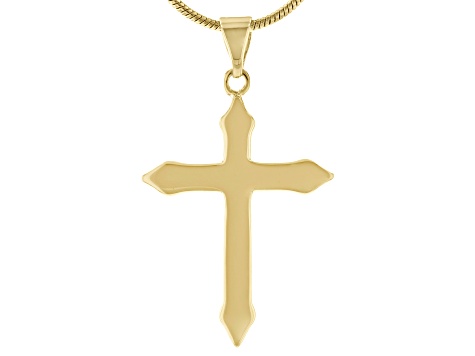 14k Gold Over Brass Cross Pendant With Chain PDJ015 JTV