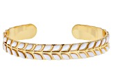 White Enamel 14K Gold Over Brass Cuff Bracelet