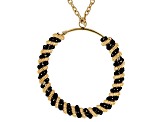 Black Bead Gold Tone Circle Pendant With Chain