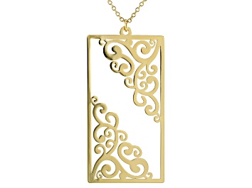 Picture of 14k Gold Over Brass Filigree Cut Out Pendant With Chain