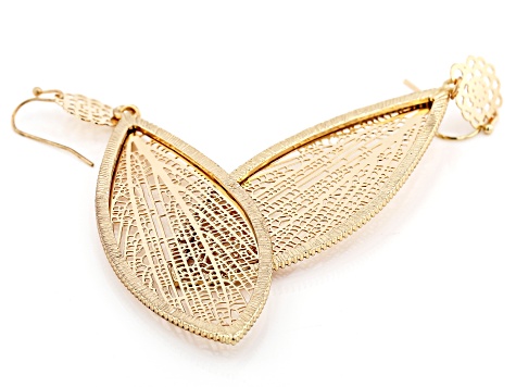 Gold Tone Leaf Design Earrings