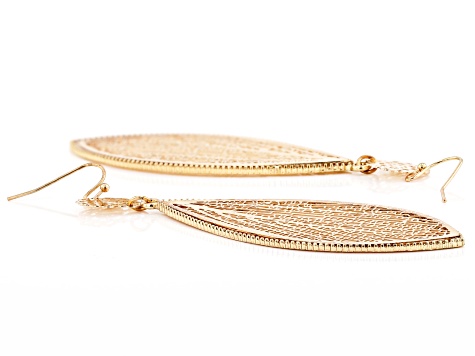 Gold Tone Leaf Design Earrings