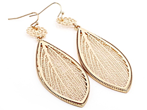 Gold Tone Leaf Design Earrings