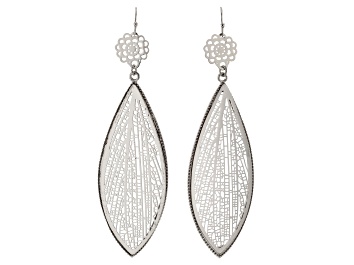 Picture of Silver Tone Cut Out Leaf Dangle Earrings