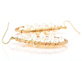 White Freshwater Pearl Simulant Gold Tone Dangle Earrings