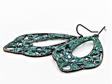 Patina Floral And Filigree Cut Out Dangle Earrings