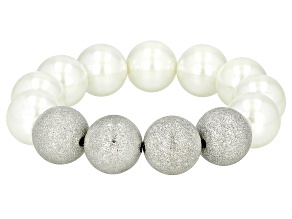 White Pearl Simulant Stretch Bracelet