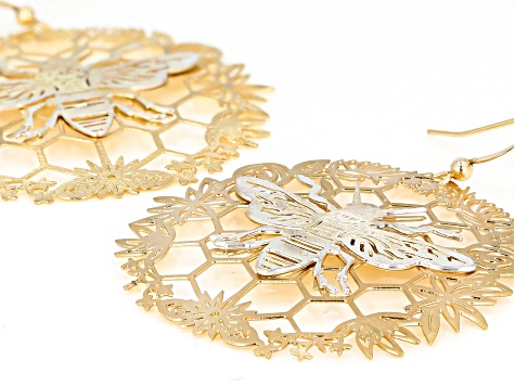 Two Tone Bee And Honeycomb Earrings