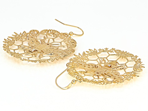 Two Tone Bee And Honeycomb Earrings