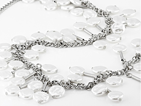 Pearl Simulant Silver Tone Necklace