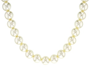 White Pearl Simulant Gold Tone Necklace