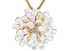 White Freshwater Pearl Simulant Gold Tone Starburst Necklace
