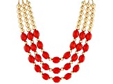 Red Bead Gold Tone Nautical Necklace