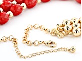 Red Bead Gold Tone Nautical Necklace