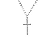 White Crystal Silver Tone Cross Multi-Row Necklace