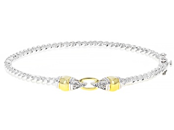 Picture of White Crystal Rhodium And 18k Gold Over Brass Two Tone Bracelet