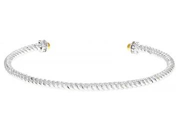 Picture of White Crystal Rhodium And 18k Gold Over Brass Two Tone Bracelet