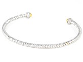 White Crystal Rhodium And 18k Gold Over Brass Two Tone Bracelet
