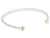 White Crystal Rhodium And 18k Gold Over Brass Two Tone Bracelet